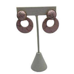 Pink Marbled Stone Earrings Convertible Gold Tone Southwest